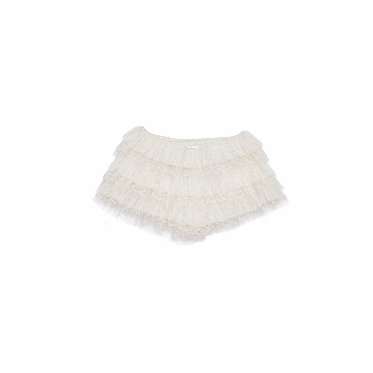 Lace Trim Multi Layer Ruffle Puff Low Waist Women's Chiffon Hot Pants