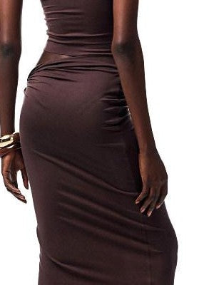 Large Round Neck Back Knot Vest Slim Fit Women's Acetate Matching Skirt Sets