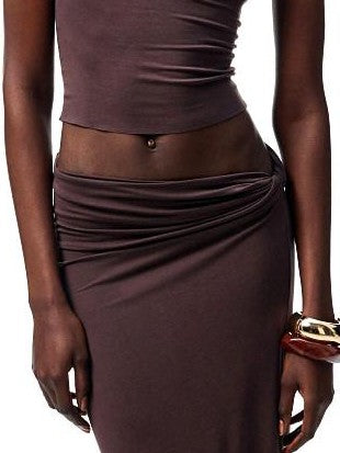 Large Round Neck Back Knot Vest Slim Fit Women's Acetate Matching Skirt Sets