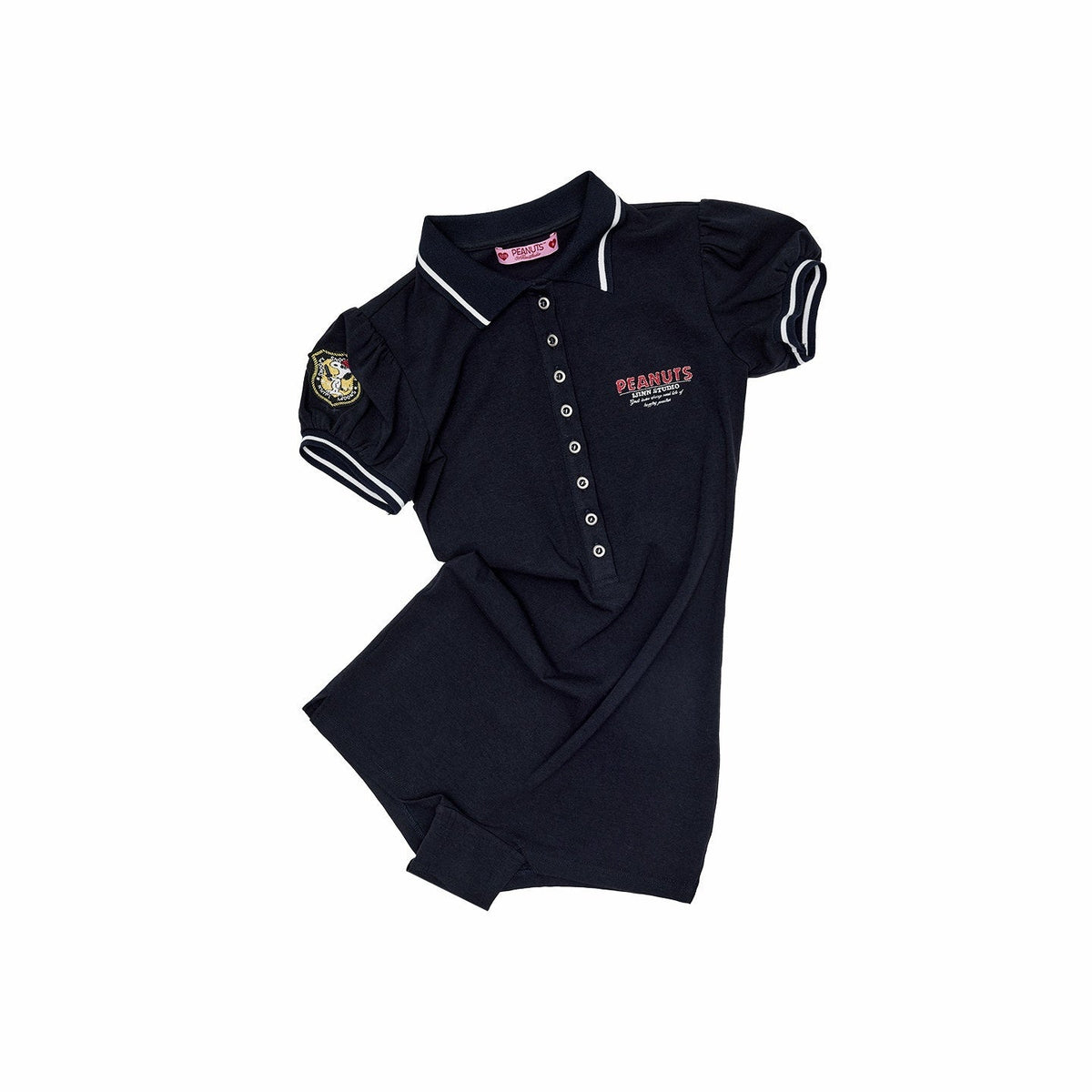Nautical Puff Sleeve Polo Collar Slimming Women's Short Sleeve Bodysuits