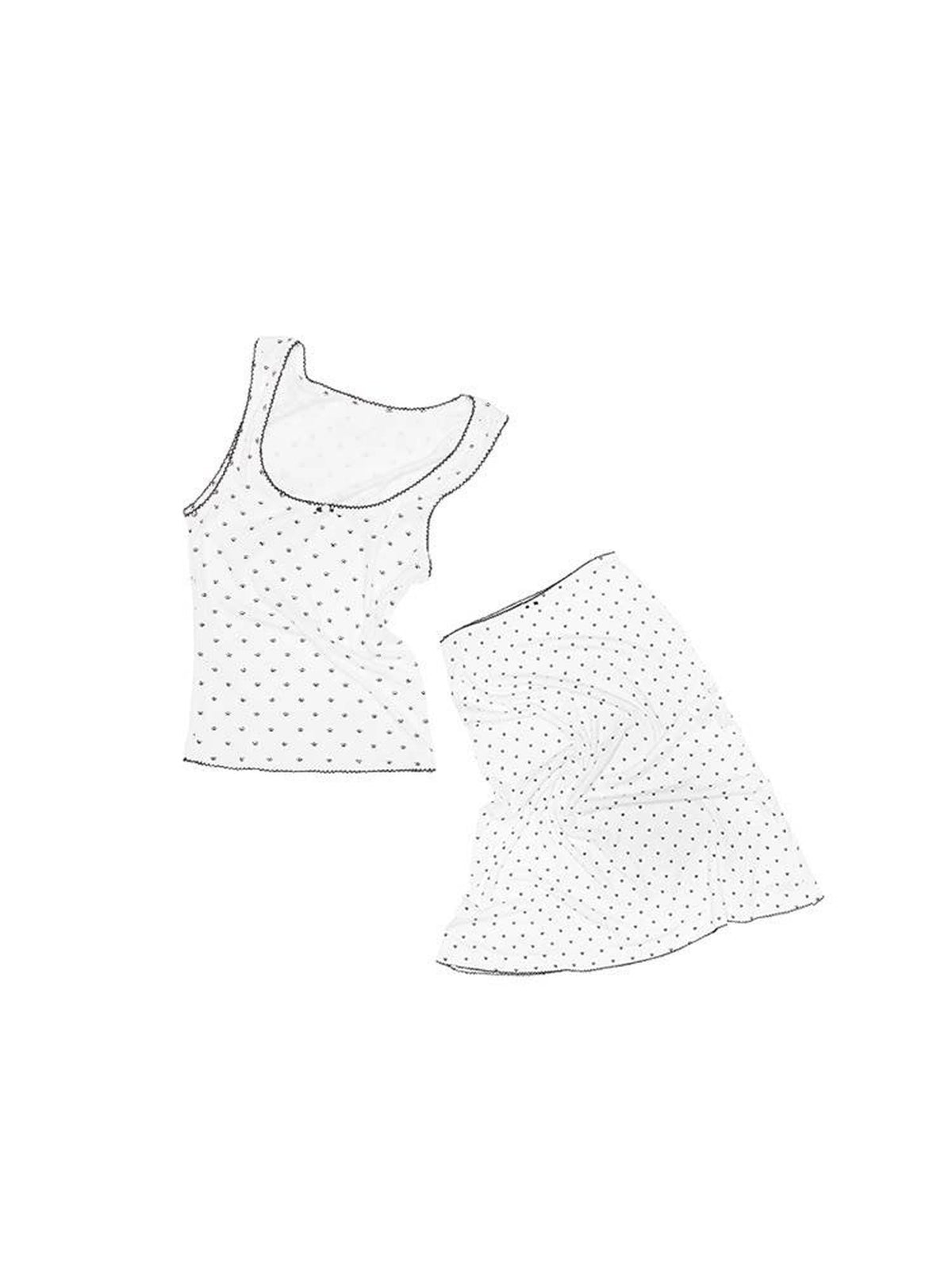 Polka Dot Cat Paw Lace Round Neck Slim Knit Pencil Women's Matching Skirt Sets