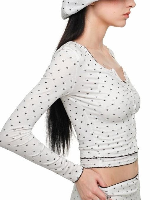 Polka Dot Cat Paw Print Slimming Relaxed Fit Women's Bootcut Pants
