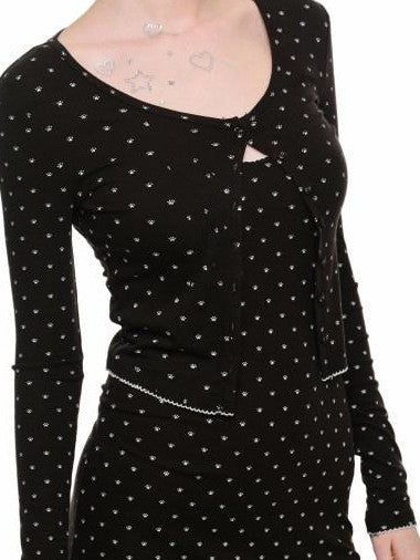 Polka Dot Cat Paw Print Slimming Relaxed Fit Women's Bootcut Pants