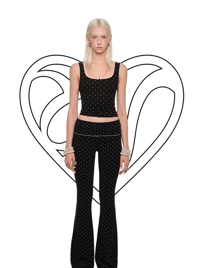 Polka Dot Cat Paw Print Slimming Relaxed Fit Women's Bootcut Pants