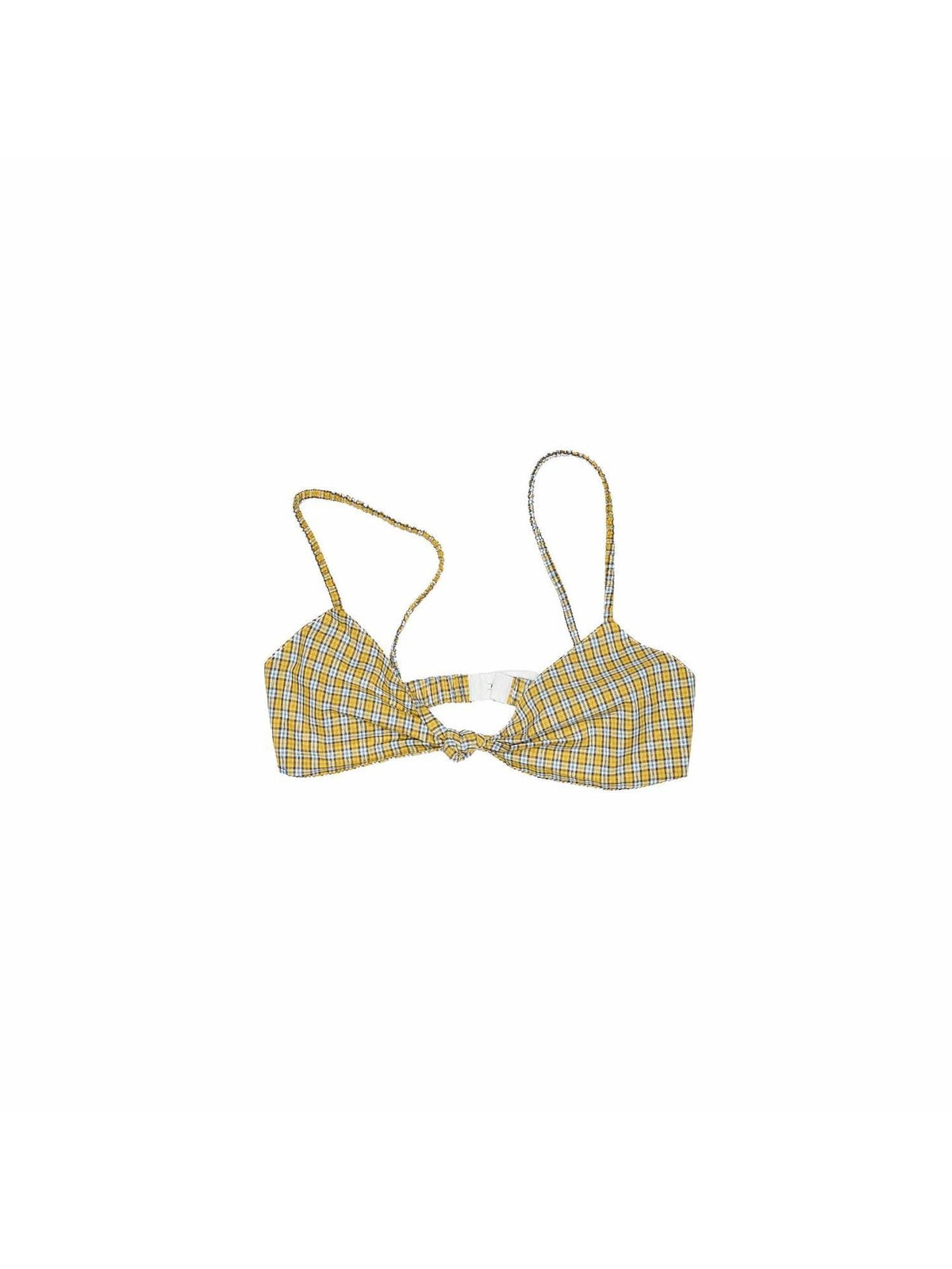 Retro Colorblock Plaid Knotted Asymmetric Double Cross Wireless Women's Bikinis