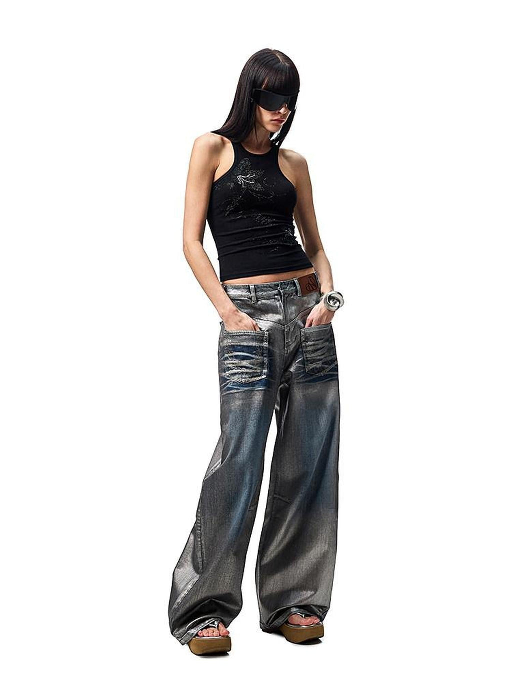 Rhinestone Floral Racerback Slim Fit Women's Viscose Cotton Blend Tank Tops
