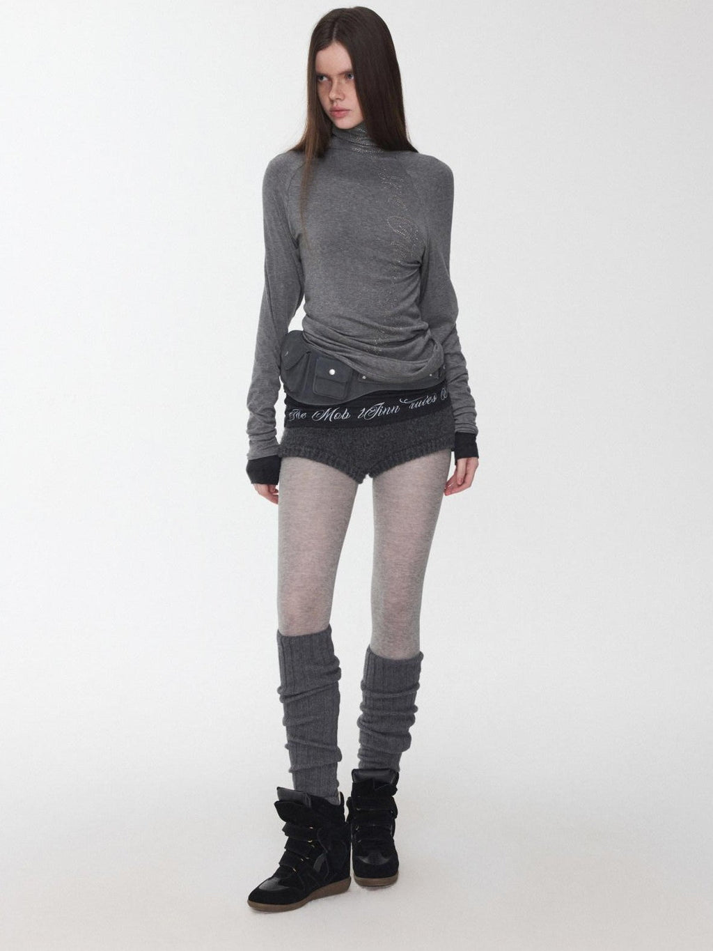 Rhinestone High Neck Raglan Sleeve Women's Slimming Long Sleeve T-shirts