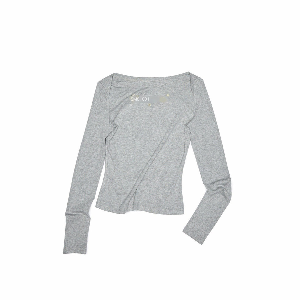 Rhinestone Lettering One Shoulder Women's Slim Fit Long Sleeve T-shirts
