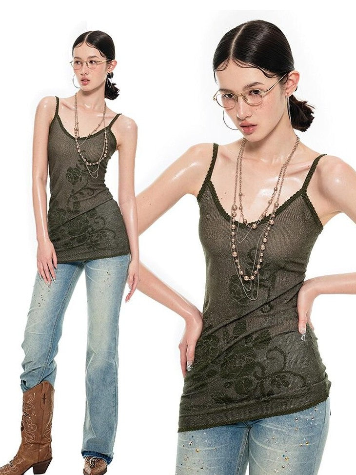Rose Floral Knitted Cutout Shimmer V-neck Waist Cinch Women's Slip Mini Dresses