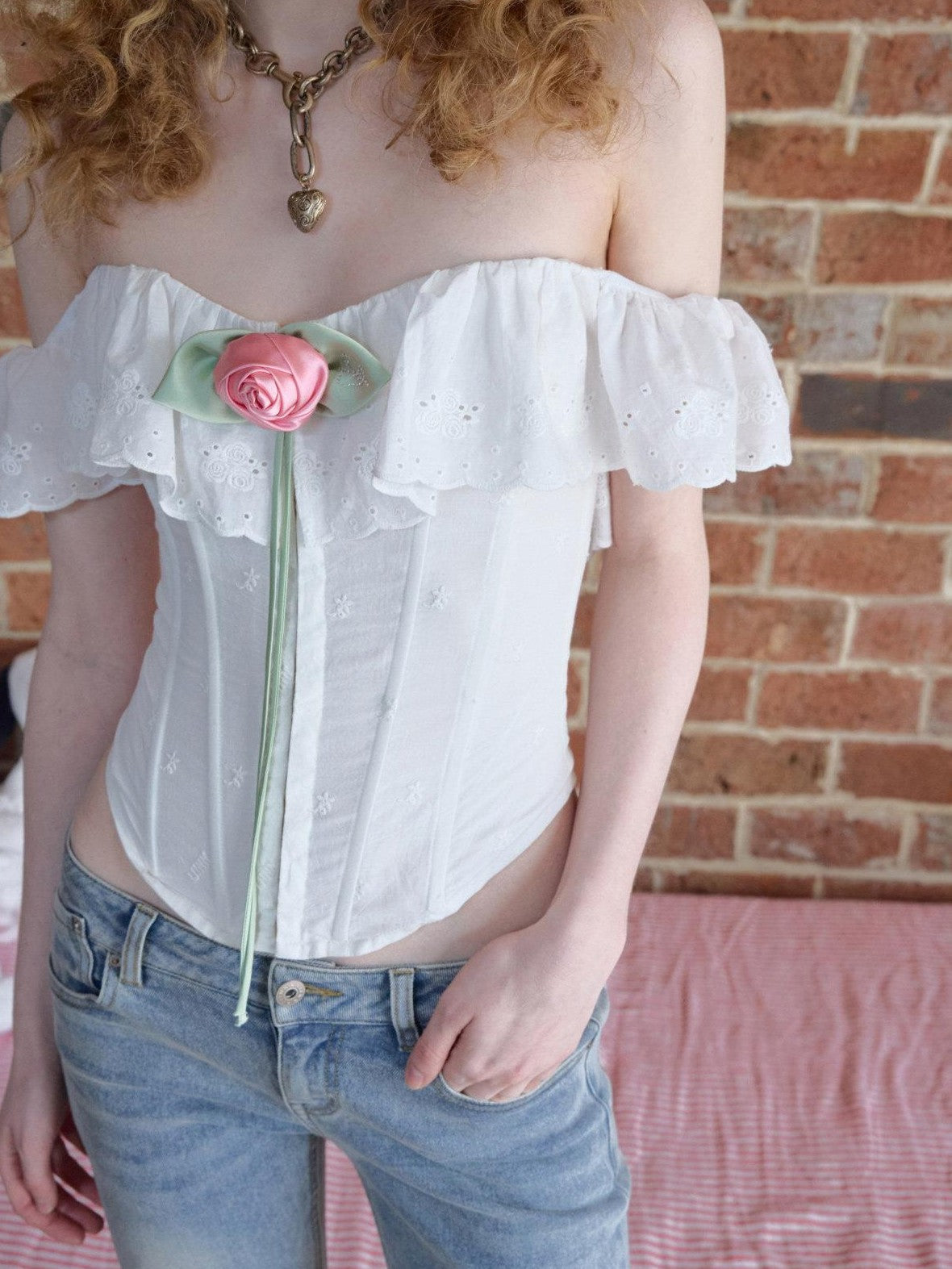 Rose Handmade Hotfix Rhinestone Corsage Dual Use Pin Clip Women's Satin Brooches