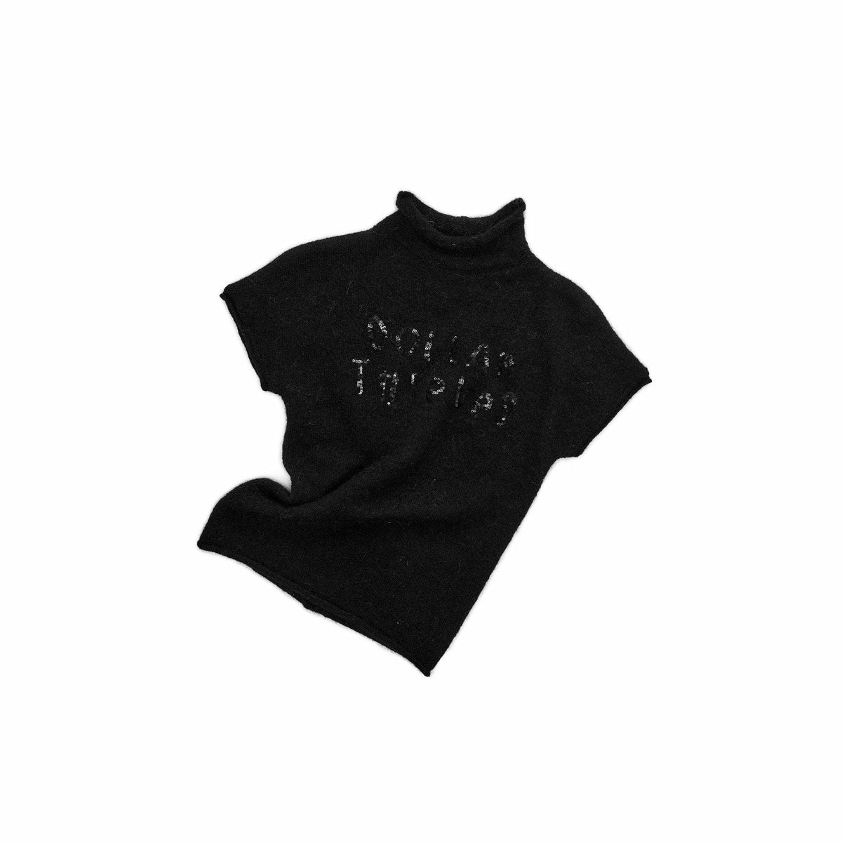 Sequin Embroidered Slim Fit Short Sleeve Women's Mohair Turtleneck Sweaters