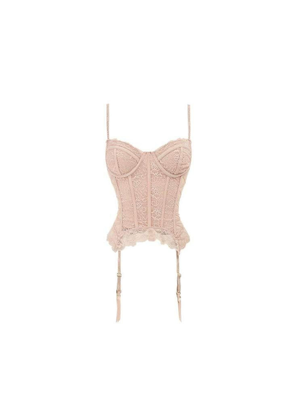 Sheer Boned Underwire Front Button Waist Cutout Women's Lace Camisoles