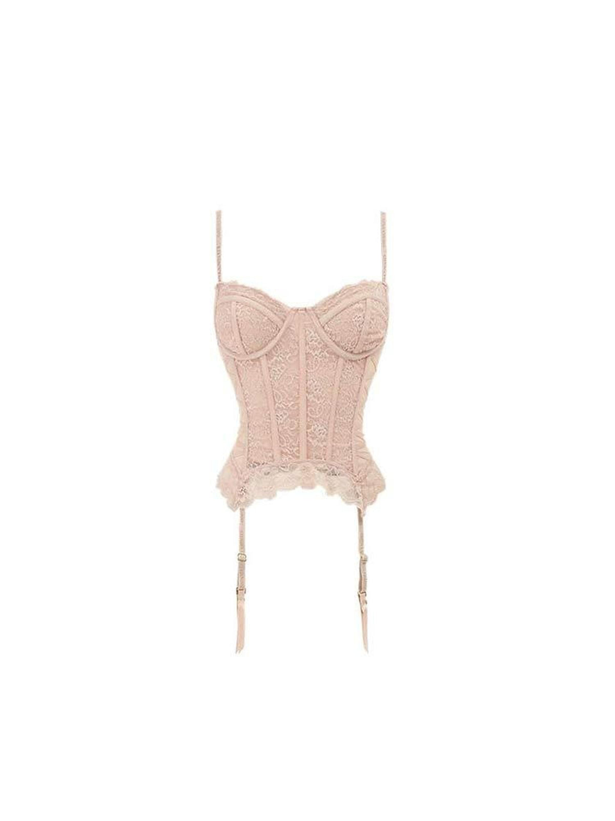 Sheer Boned Underwire Front Button Waist Cutout Women's Lace Camisoles