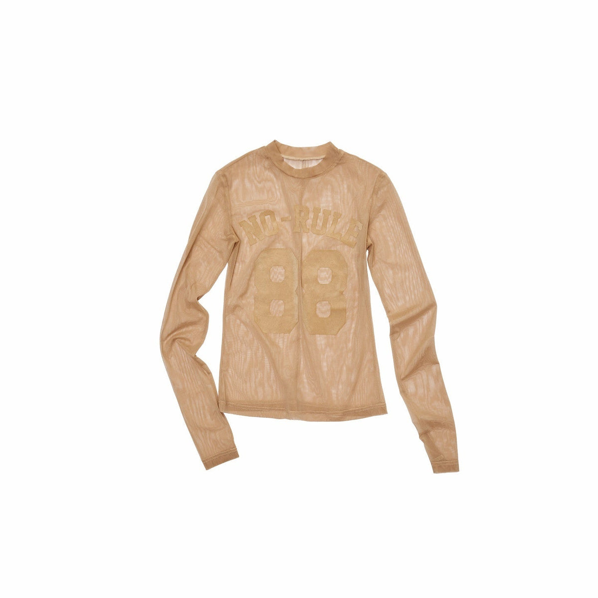 Lightweight Flocked Print High Neck Women's Fitted Mesh Long Sleeve T-shirts