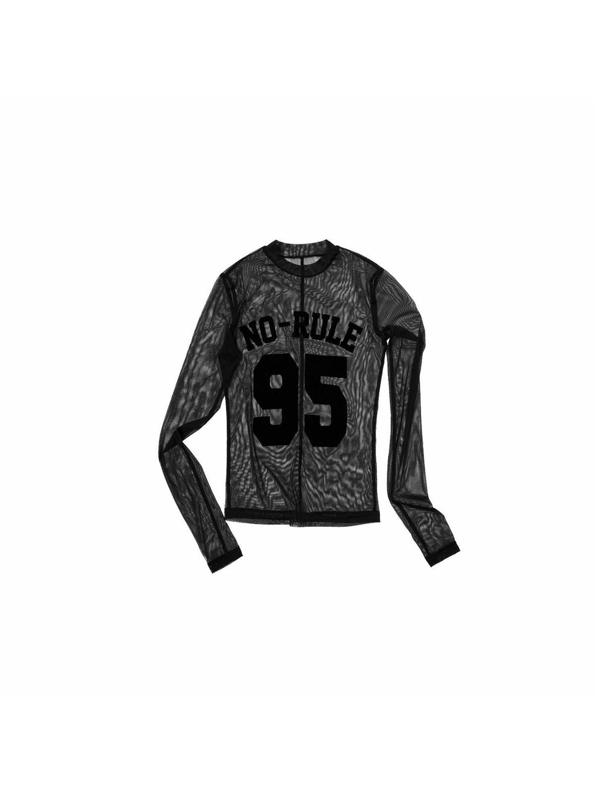 Lightweight Flocked Print High Neck Women's Fitted Mesh Long Sleeve T-shirts