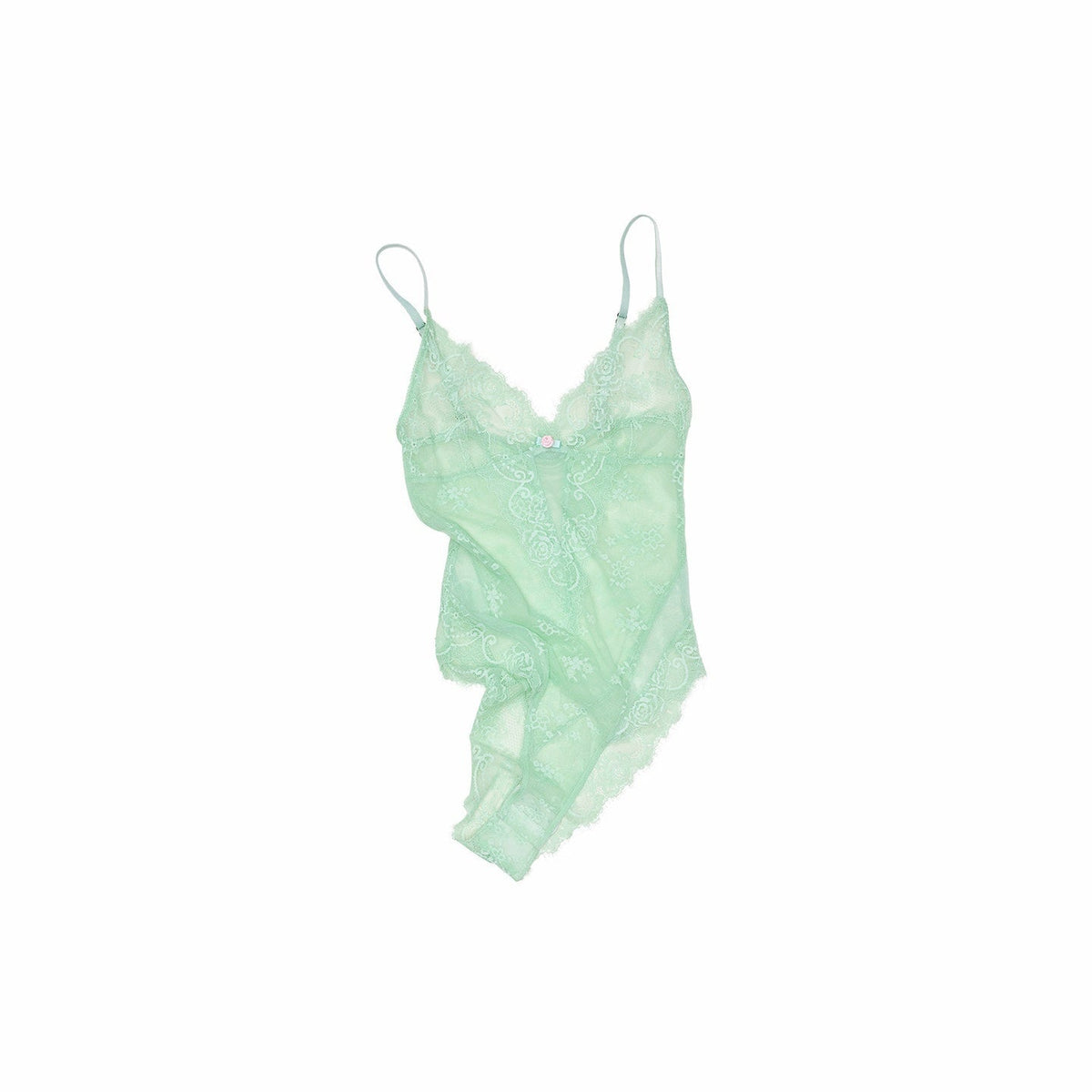 Sheer Lace Mesh Spliced Strappy Bodysuit Women's Lace Camisoles