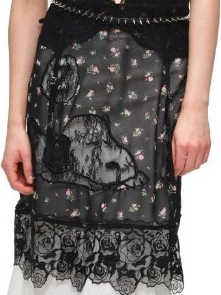 Sheer V-neck Applique Embroidery Layered Women's Lace Casual Midi Dresses