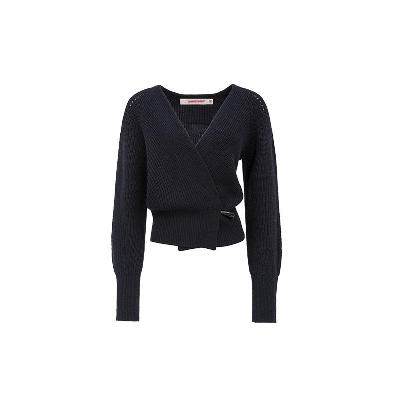 Slouchy V-neck Cinched Waist Long Sleeve Women's Knit Cardigans