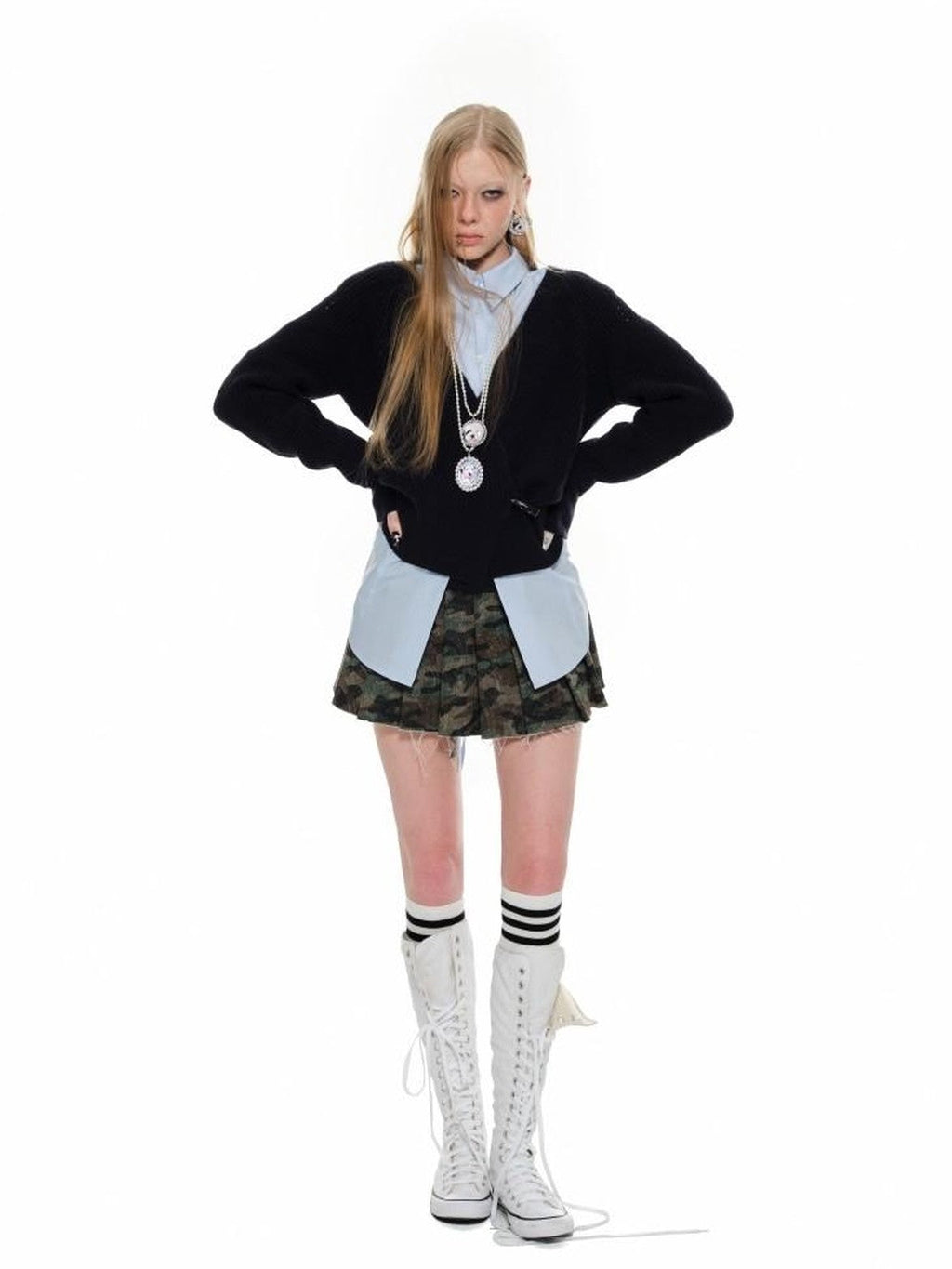 Slouchy V-neck Cinched Waist Long Sleeve Women's Knit Cardigans