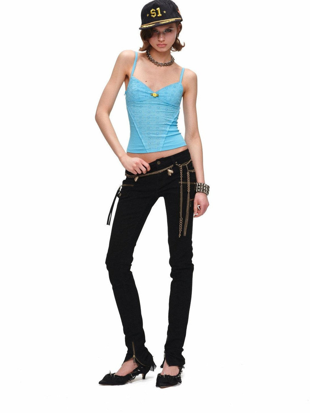 Small Rose Jacquard V-neck Colorblock Cinched Waist Women's Knit Camisoles