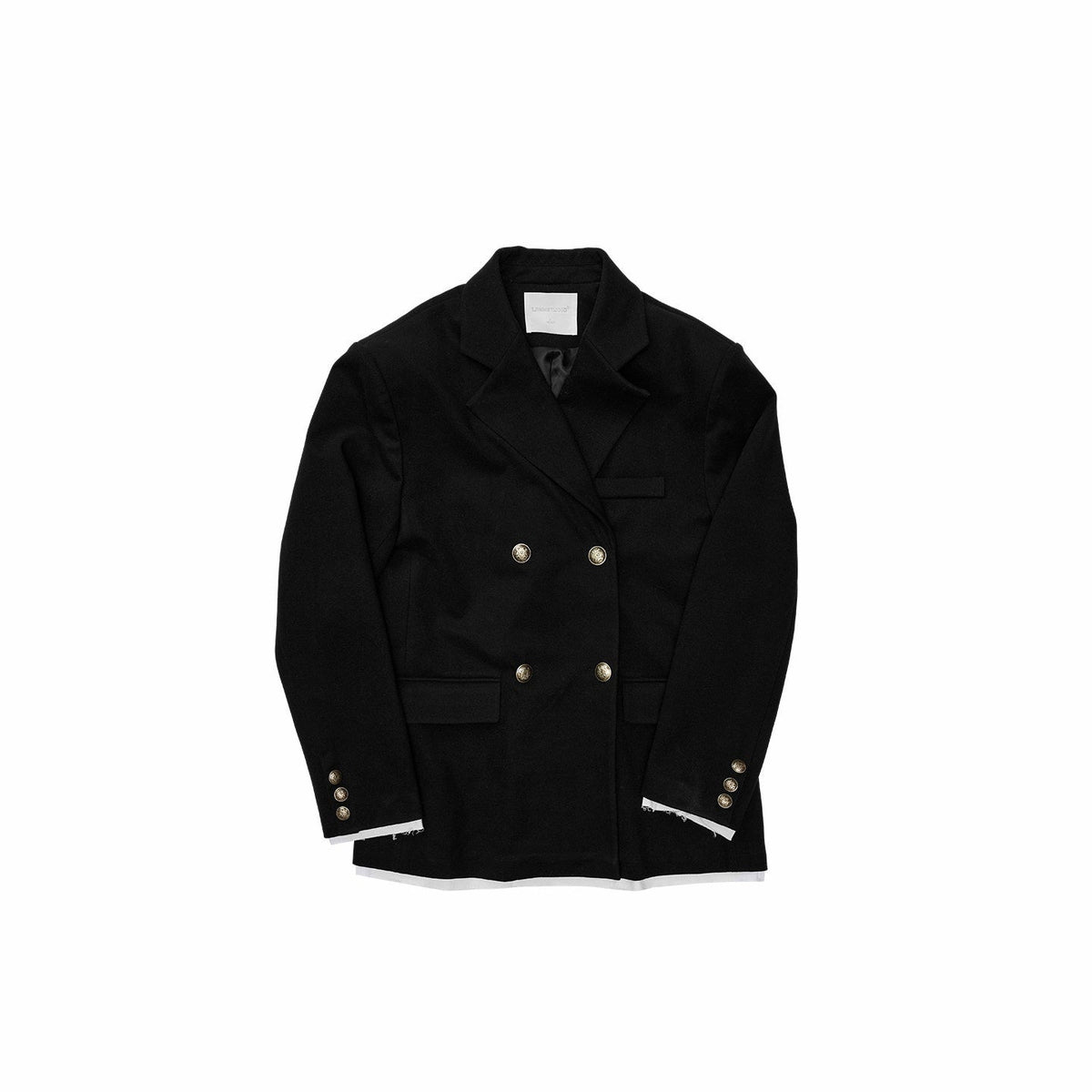 Spliced Colorblock Faux Two Piece Double Breasted Wide Shoulder Women's Blazers