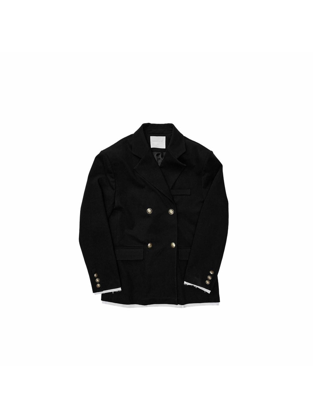 Spliced Colorblock Faux Two Piece Double Breasted Wide Shoulder Women's Blazers