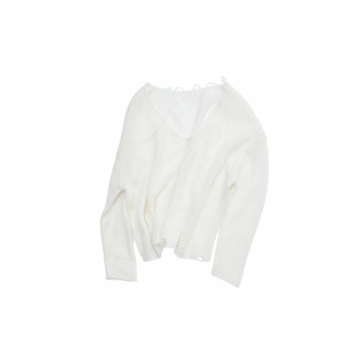 Star Cutout V-neck Sheer Relaxed Knit Women's Mohair Sweaters