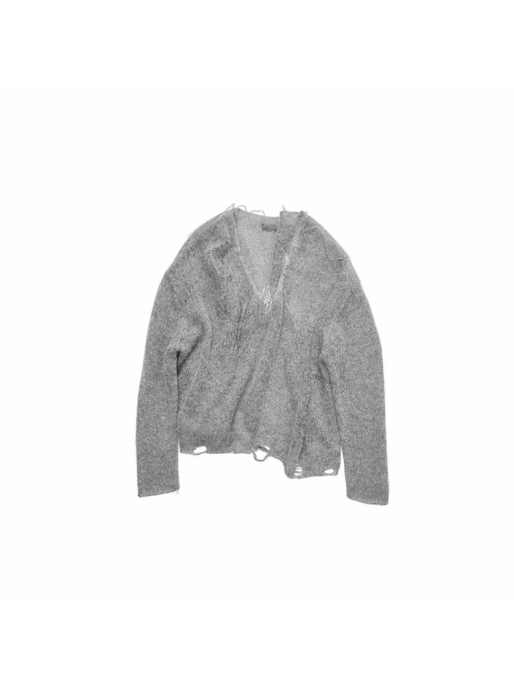 Star Cutout V-neck Sheer Relaxed Knit Women's Mohair Sweaters