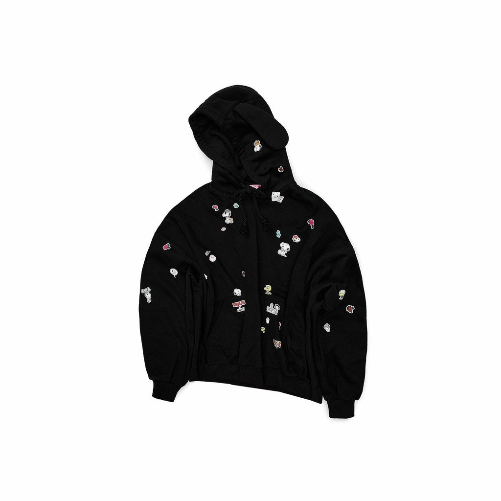 Sticker Graphic Dog Ear Retro American Street Women's Cotton Blend Hoodies