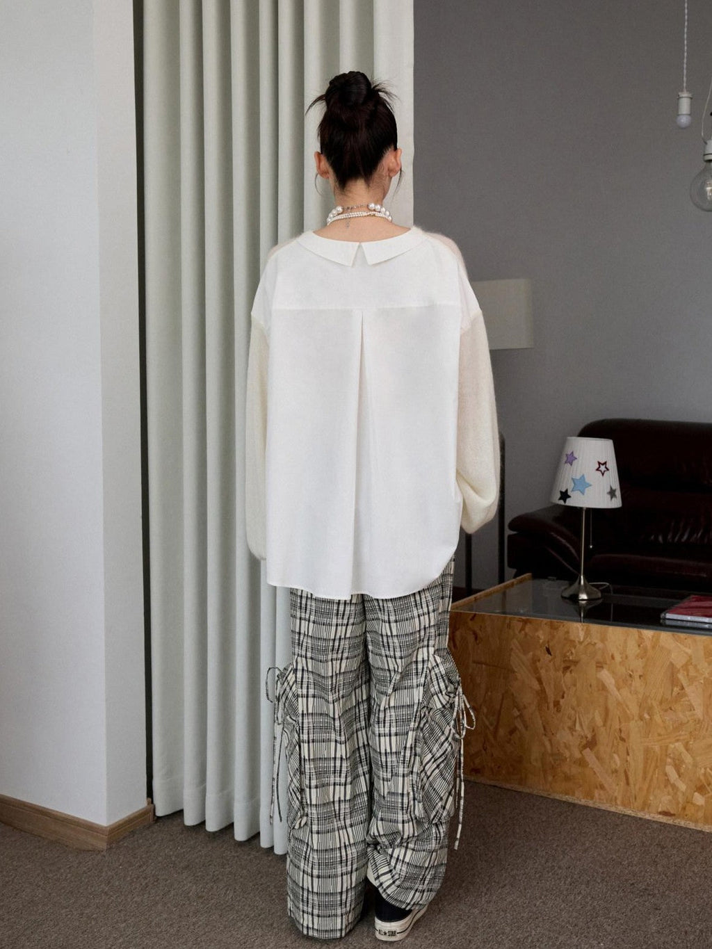 Striped Patchwork Drop Shoulder Loose Knit Women's Mohair Long Sleeve T-shirts