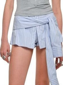 Striped Patchwork Faux Polo Collar Women's Nylon Blend Short Sleeve T-shirts