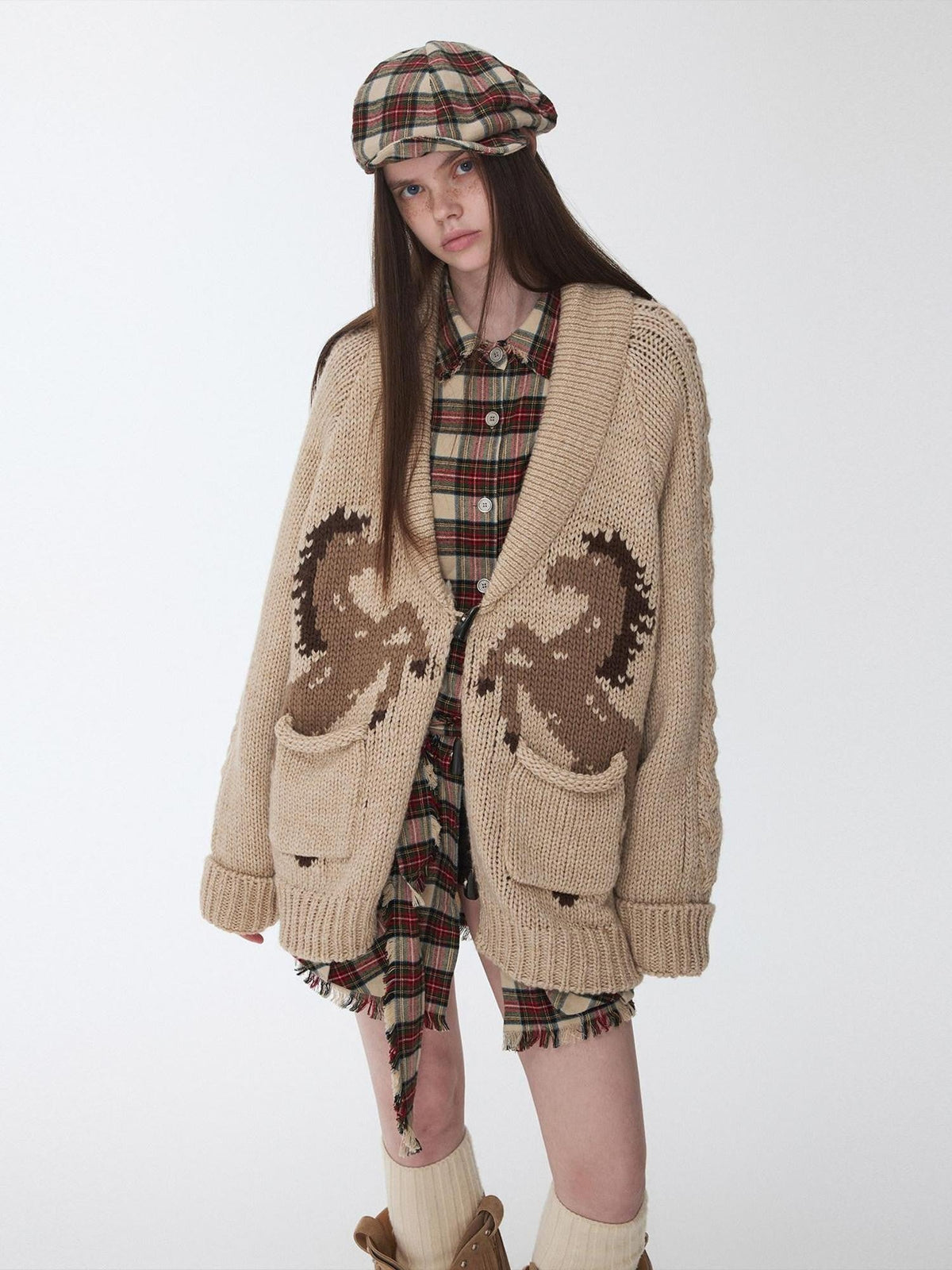 Vintage British Two Tone Check Newsboy Inspired Women's Berets