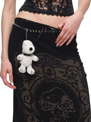 Vintage Burnout Sheer Straight Knit Women's Nylon Blend Midi Skirts