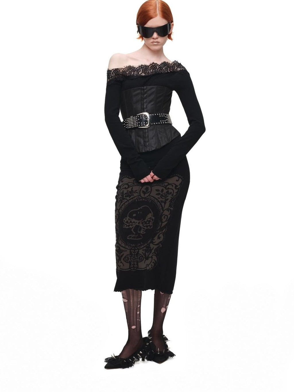 Vintage Burnout Sheer Straight Knit Women's Nylon Blend Midi Skirts