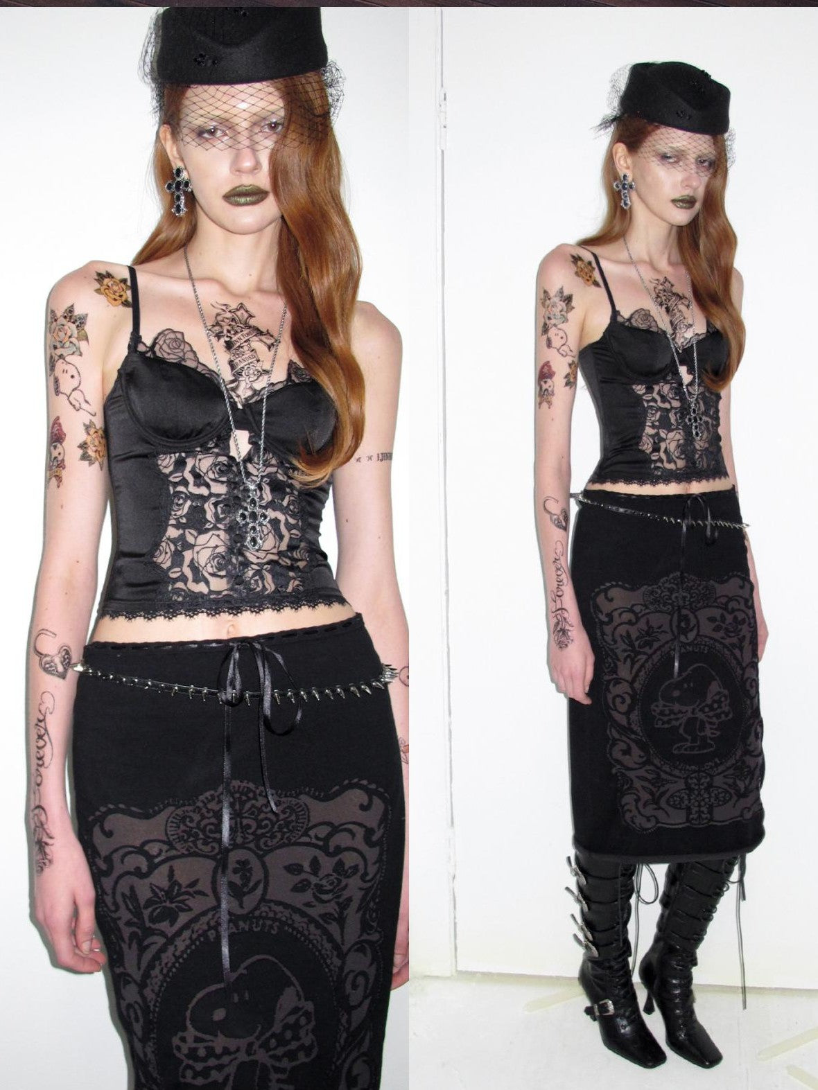 Vintage Burnout Sheer Straight Knit Women's Nylon Blend Midi Skirts