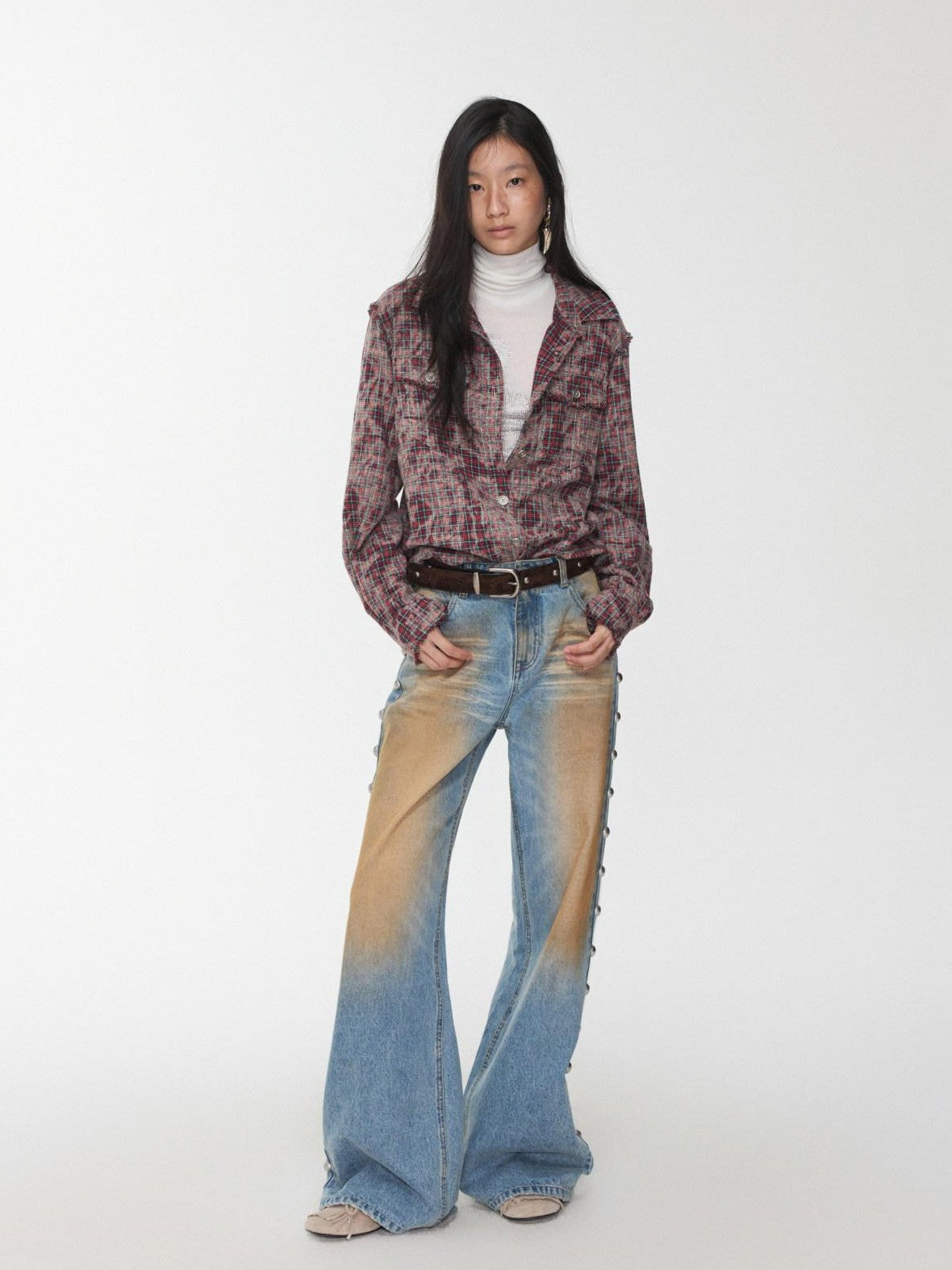 Vintage Camouflage Studded Metal Buckle Women's Faux Horsehair Belts