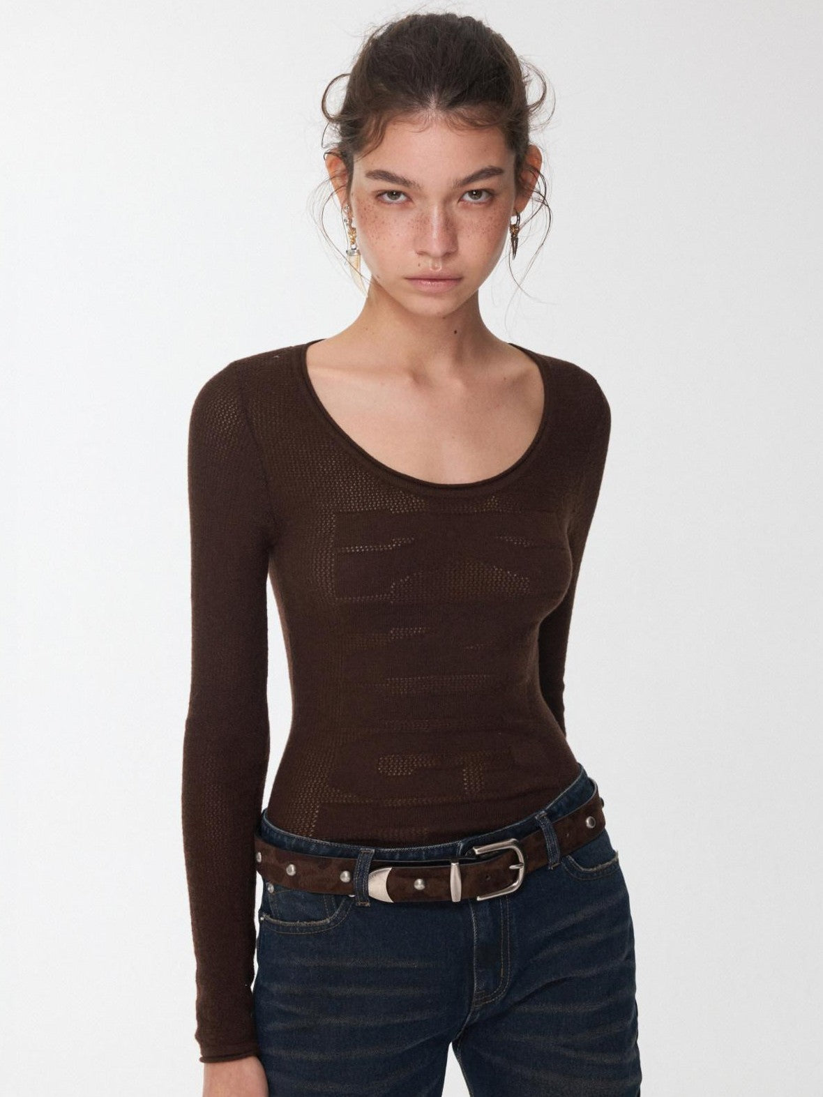 Vintage Camouflage Studded Metal Buckle Women's Faux Horsehair Belts