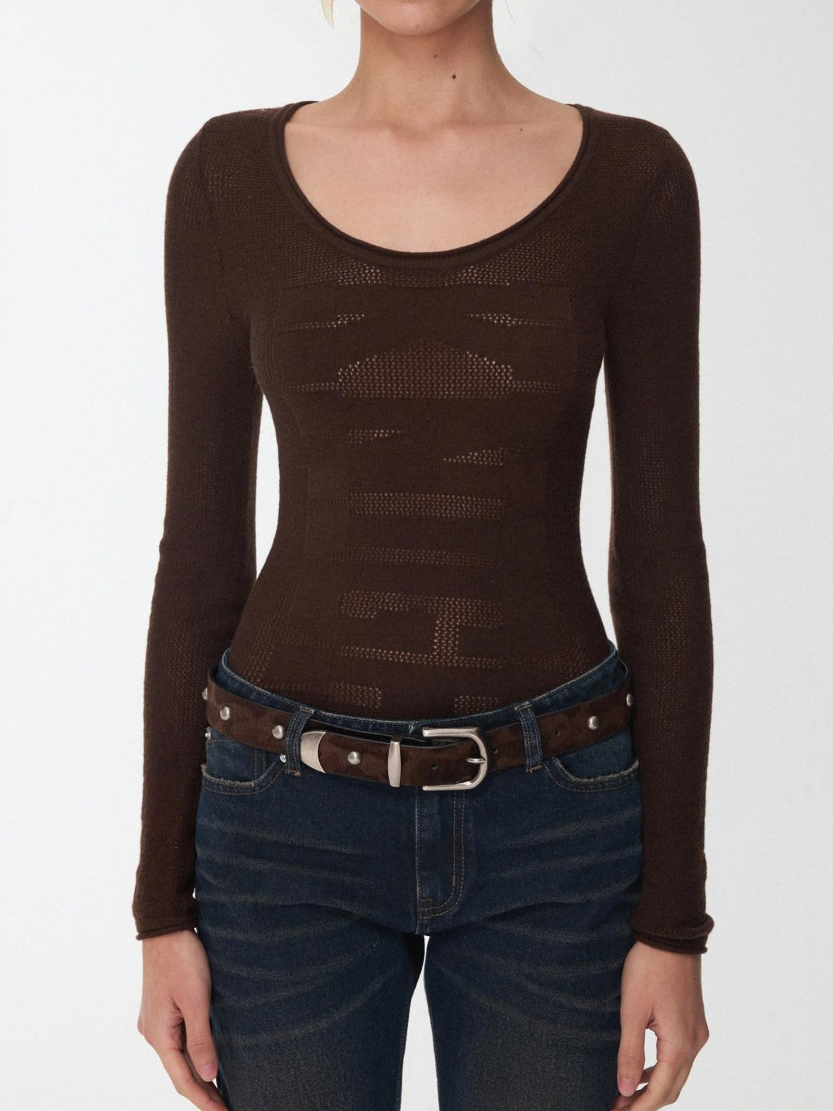 Vintage Camouflage Studded Metal Buckle Women's Faux Horsehair Belts