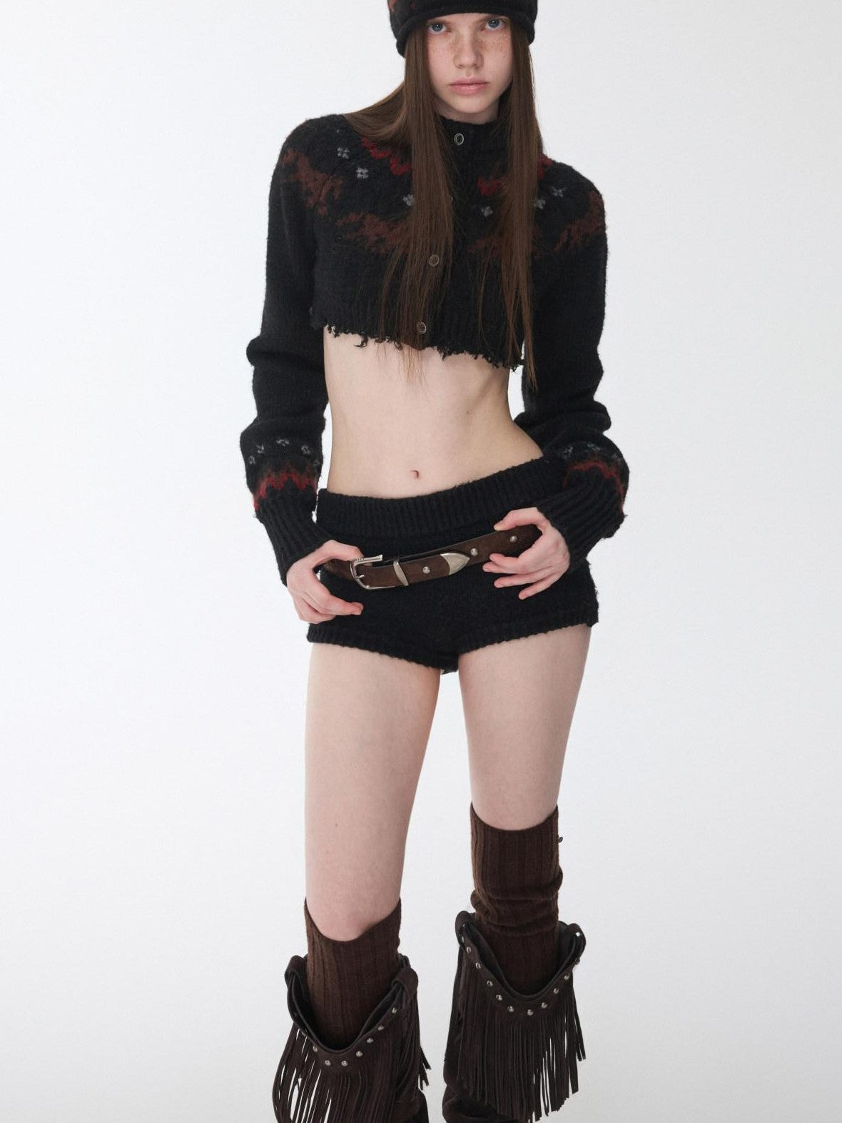 Vintage Camouflage Studded Metal Buckle Women's Faux Horsehair Belts