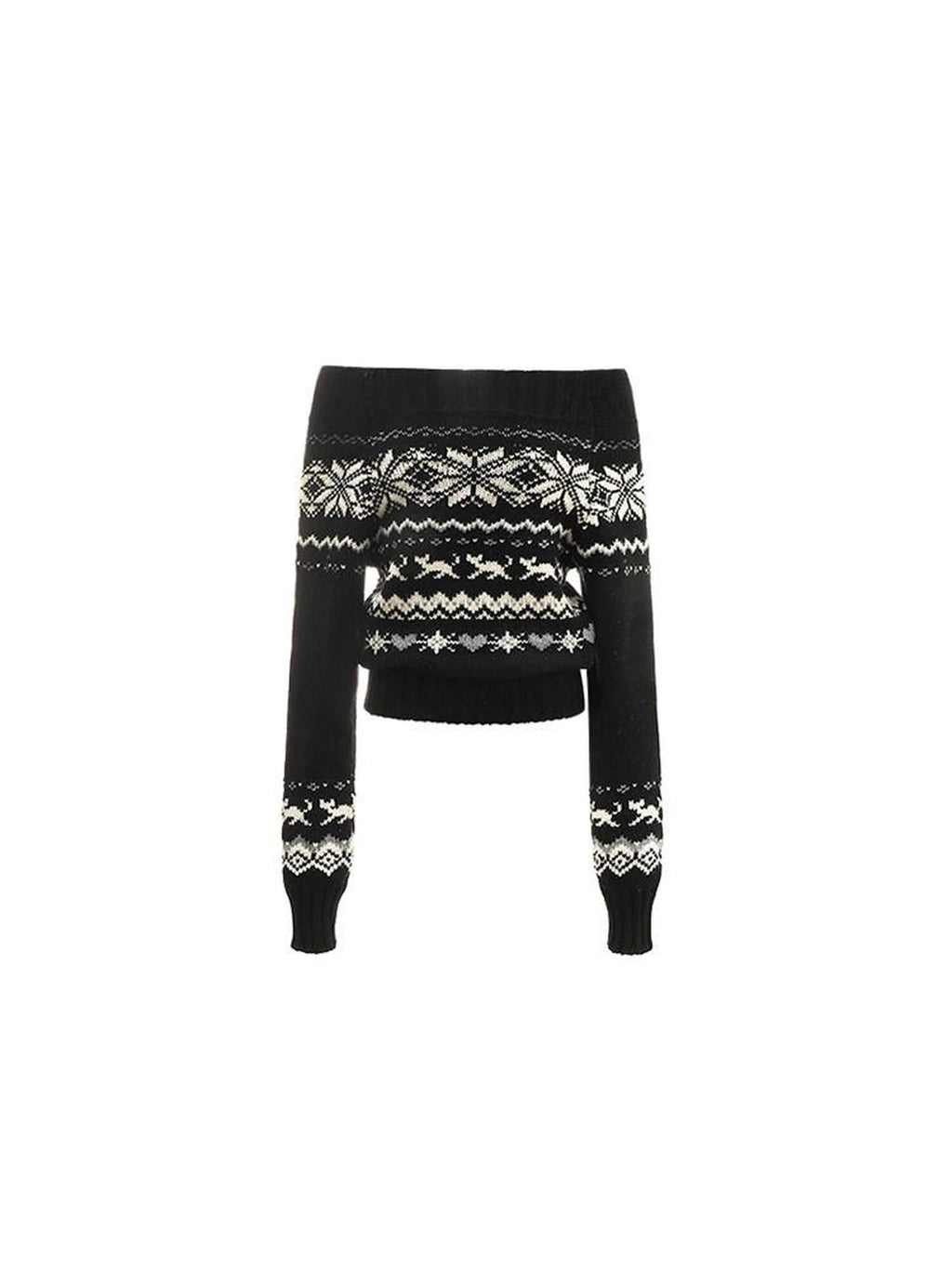 Vintage Chunky Knit Fair Isle Christmas Women's Off-shoulder Sweaters