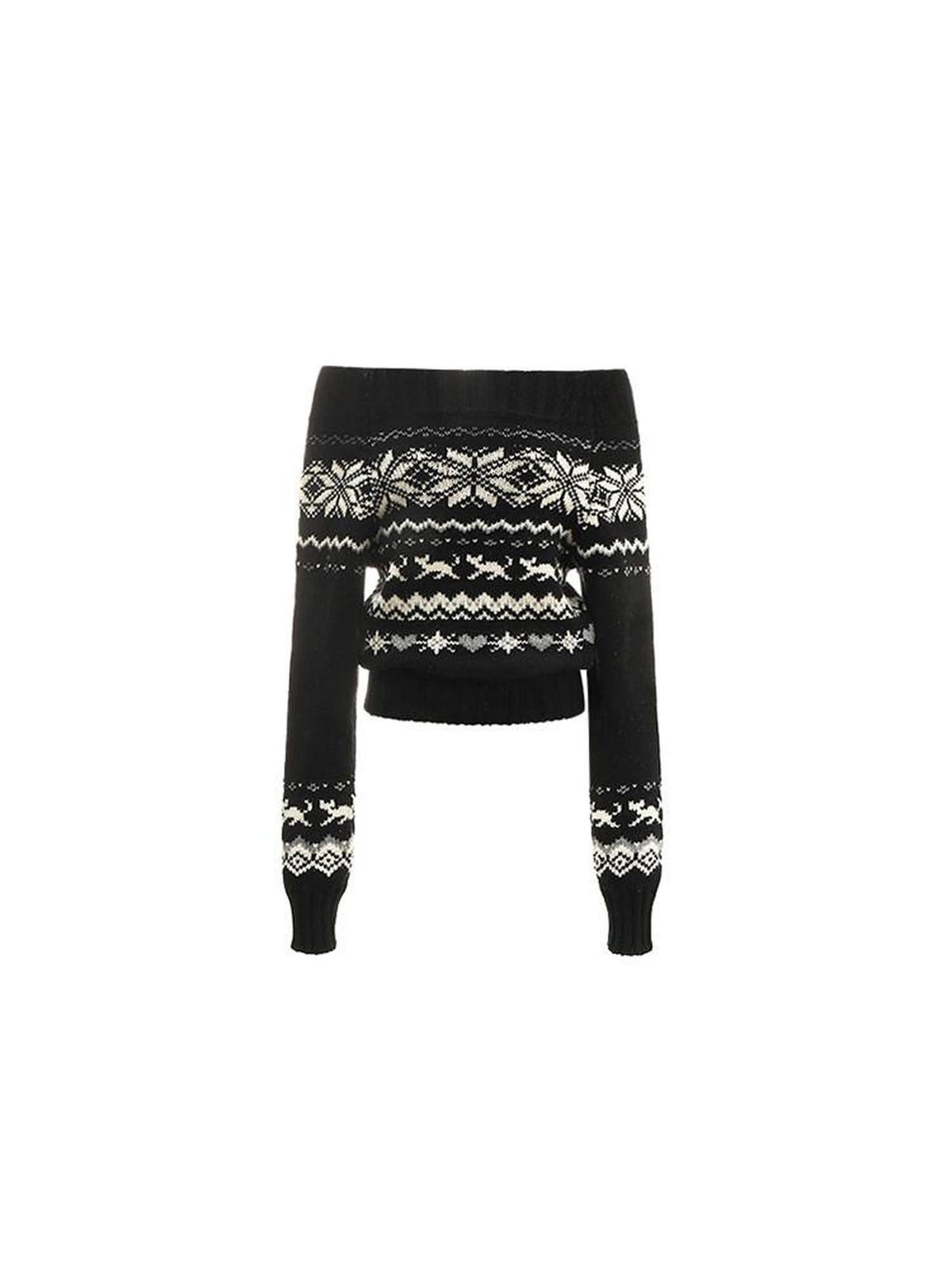 Vintage Chunky Knit Fair Isle Christmas Women's Off-shoulder Sweaters