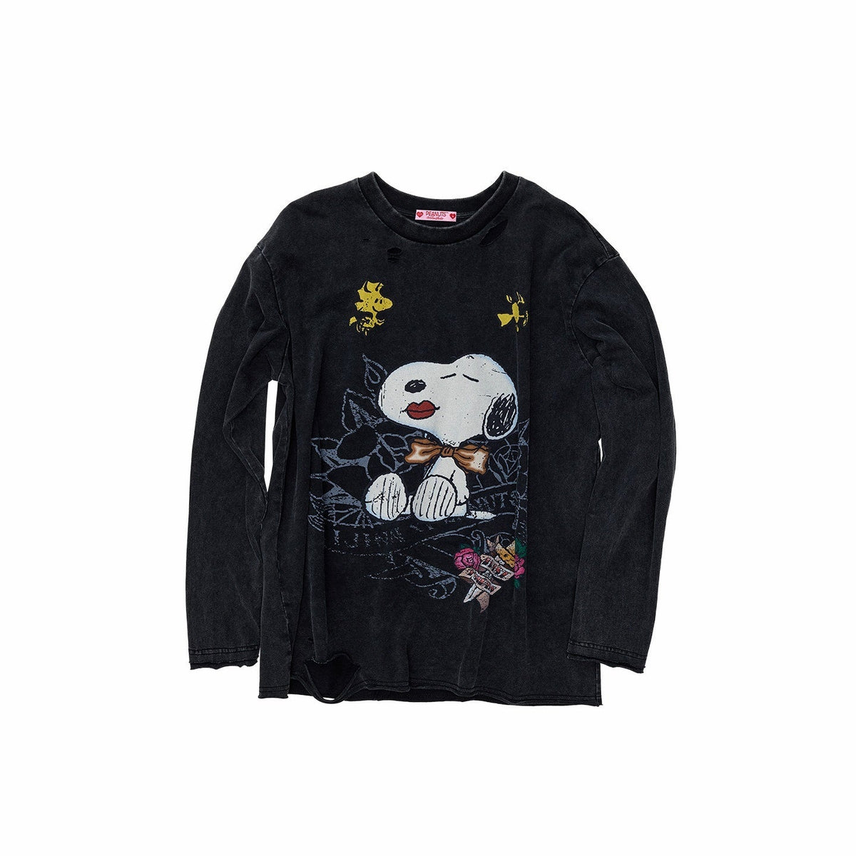 Vintage Distressed Large Print Long Sleeve Women's Oversized T-shirts