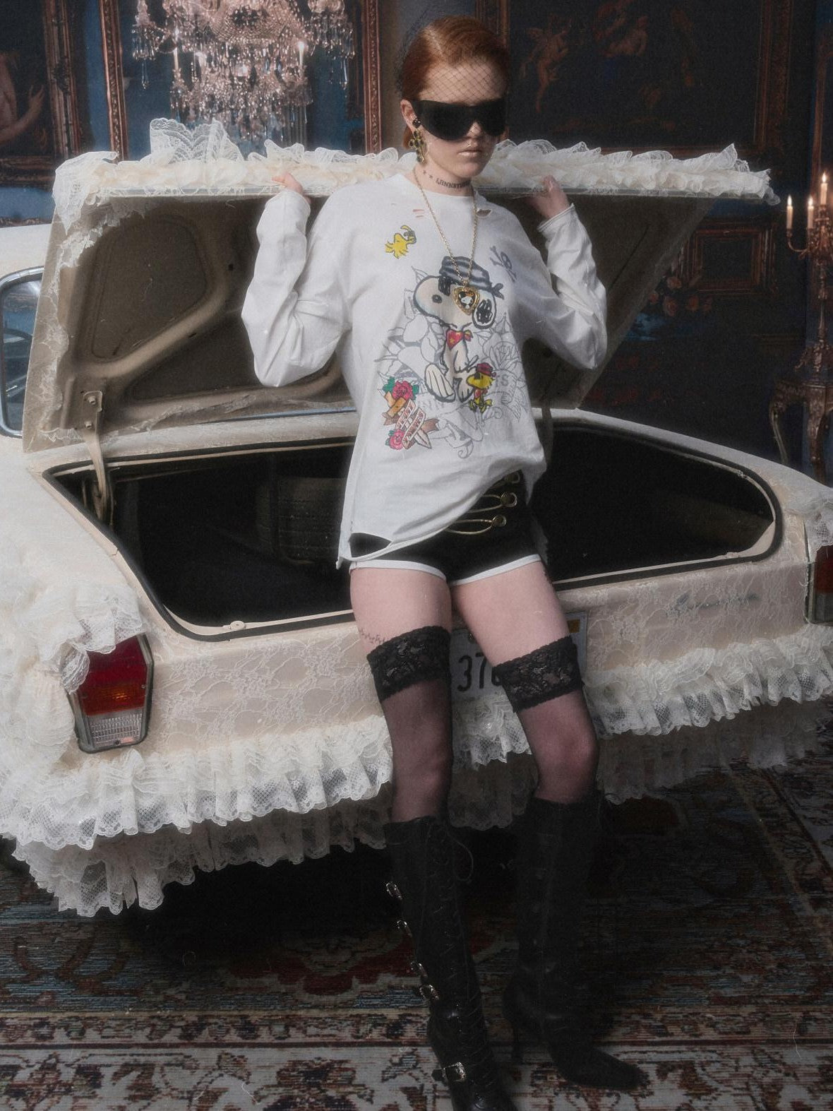 Vintage Distressed Large Print Long Sleeve Women's Oversized T-shirts