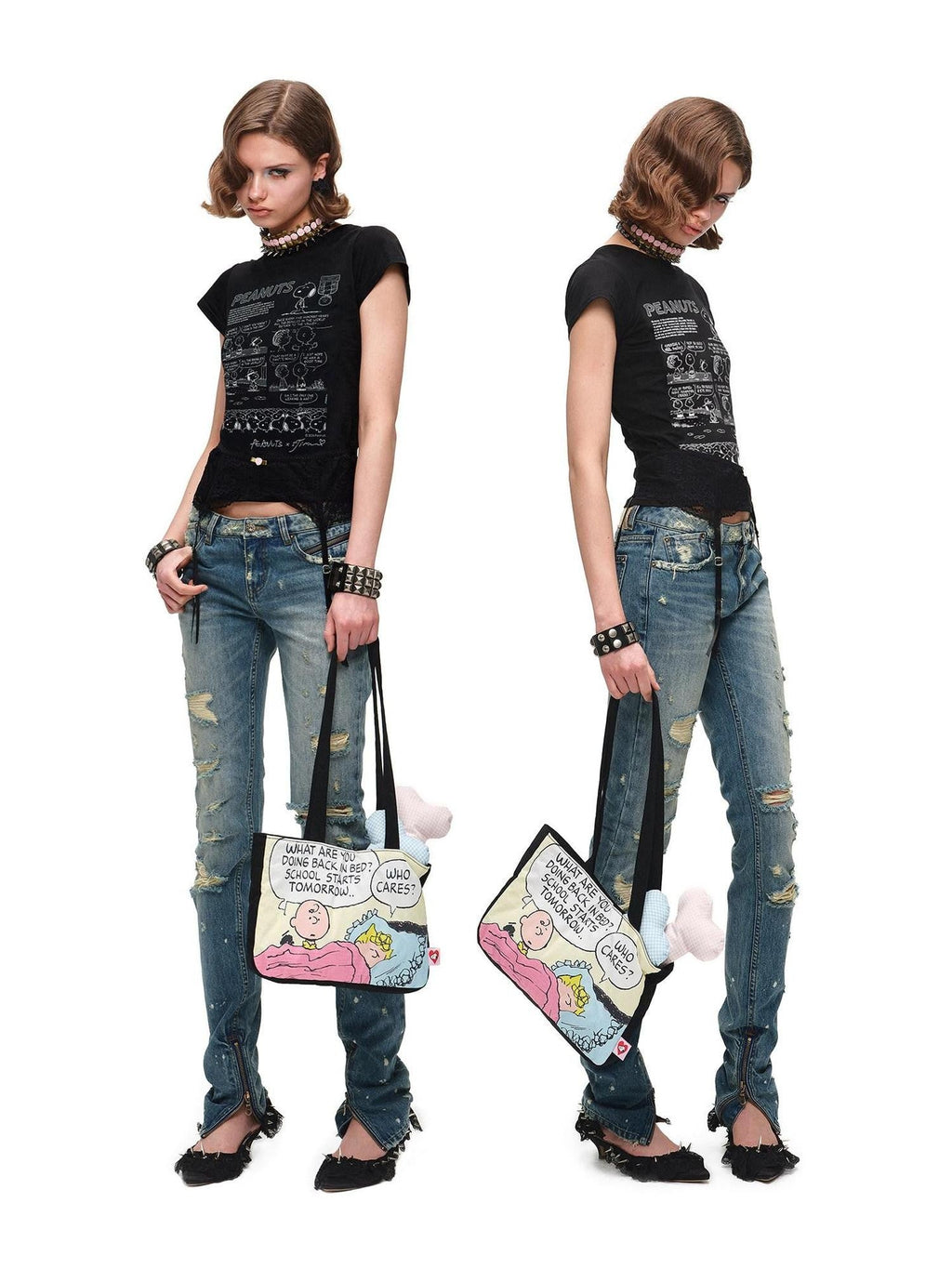 Vintage Irregular Distressed Ripped Women's Denim Skinny Jeans