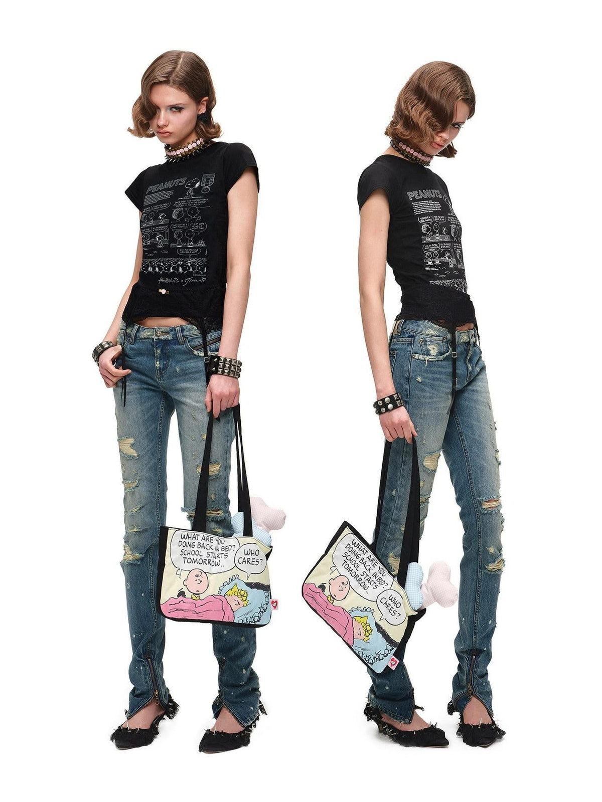 Vintage Irregular Distressed Ripped Women's Denim Skinny Jeans