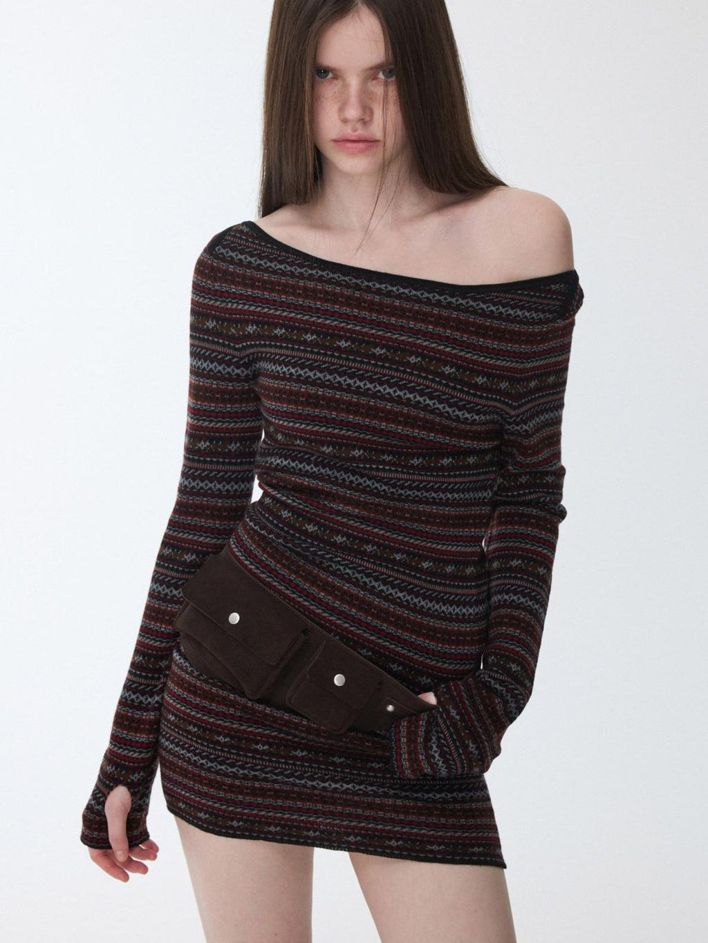 Vintage Metal Buckle Multi Pocket Workwear Wide Belt Women's Suede Mini Bags