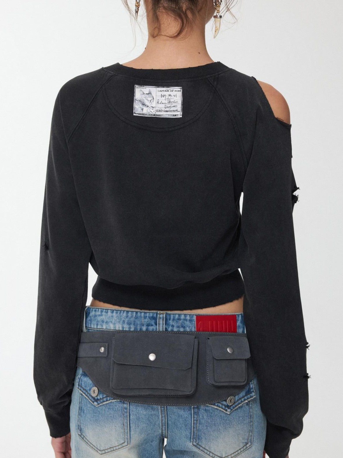 Vintage Metal Buckle Multi Pocket Workwear Wide Belt Women's Suede Mini Bags