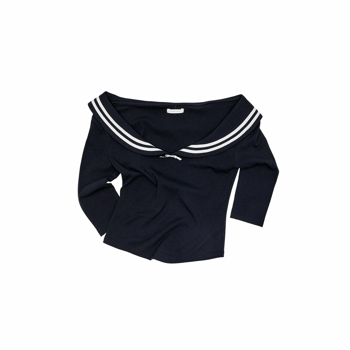 Vintage Nautical Boatneck Off Shoulder Slim Women's Knitted Crop Tops