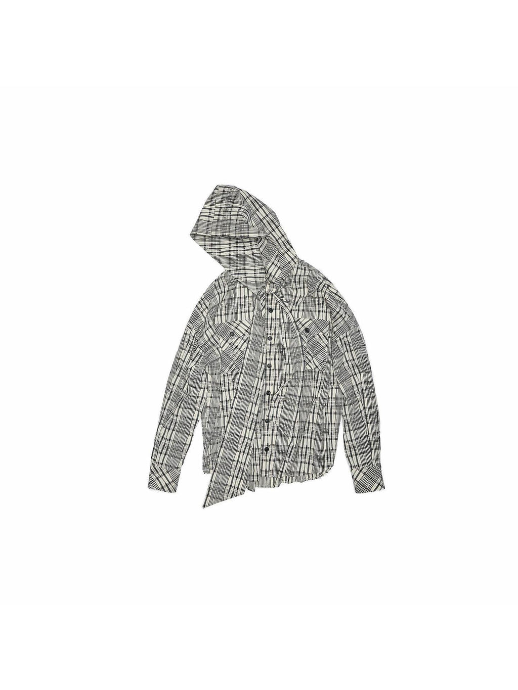 Vintage Plaid Hooded Tie Shirt Drawstring Skirt Women's Matching Skirt Sets