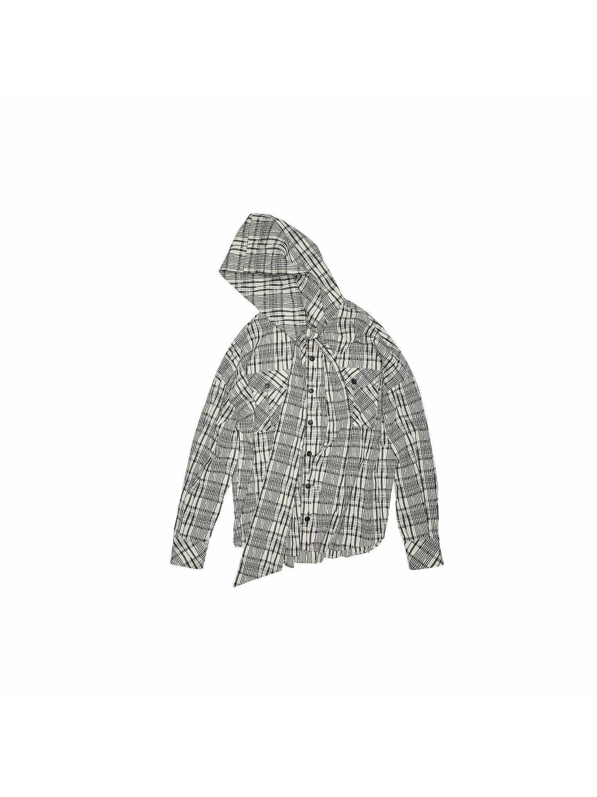 Vintage Plaid Hooded Tie Shirt Drawstring Skirt Women's Matching Skirt Sets